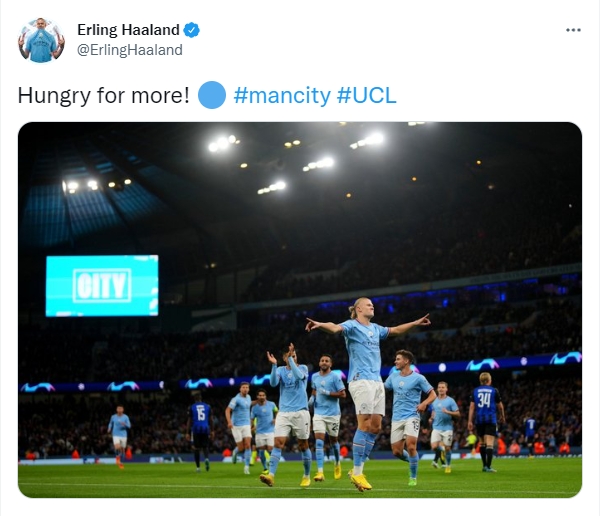 ?又饿啦?哈兰德更新社媒:渴望更多!?