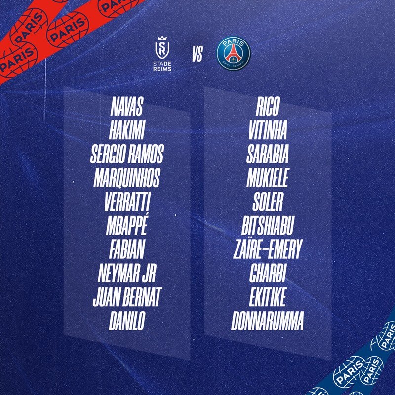 巴黎客战兰斯大名单:姆巴佩和内马尔领衔锋线,梅西因伤缺阵