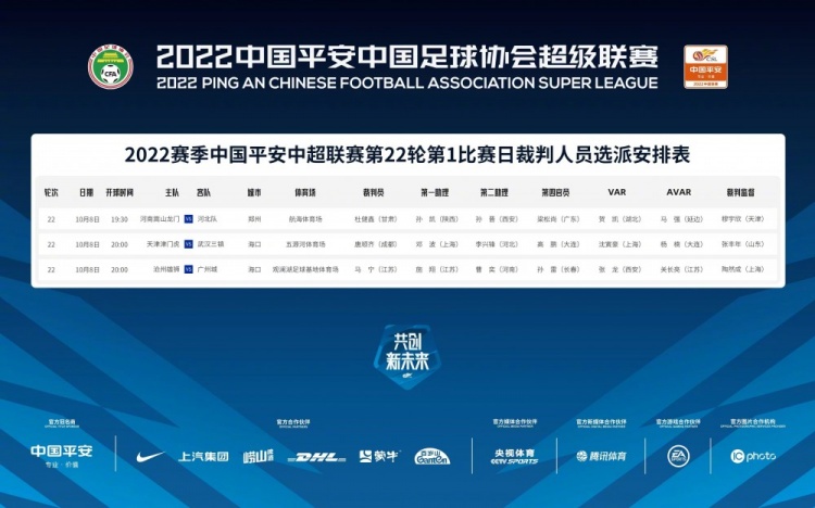 裁判安排:马宁执法沧州雄狮vs广州城 唐顺齐执法津门虎vs三镇