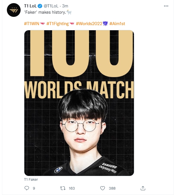 T1官推:Faker创造了历史!?