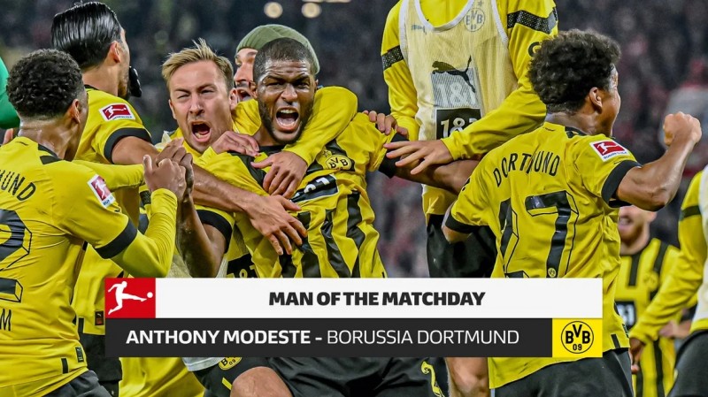 替补传射&补时绝平,德甲官方:莫德斯特当选本轮德甲最佳球员