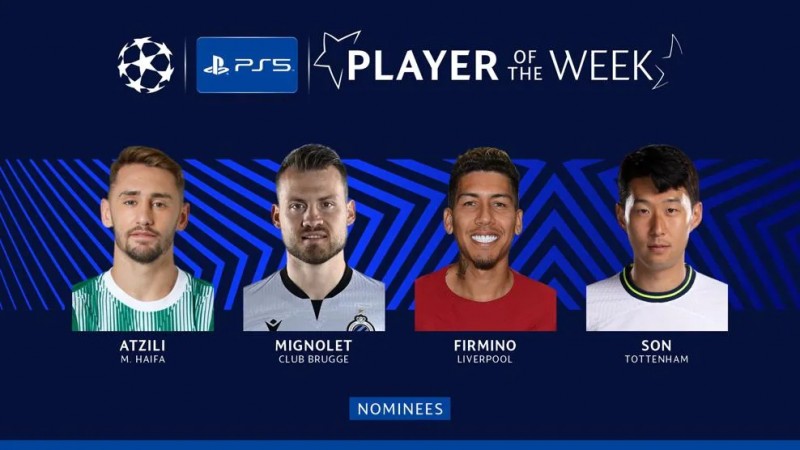 欧冠官方本轮最佳球员候选:孙兴慜领衔,菲尔米诺&米尼奥莱在列