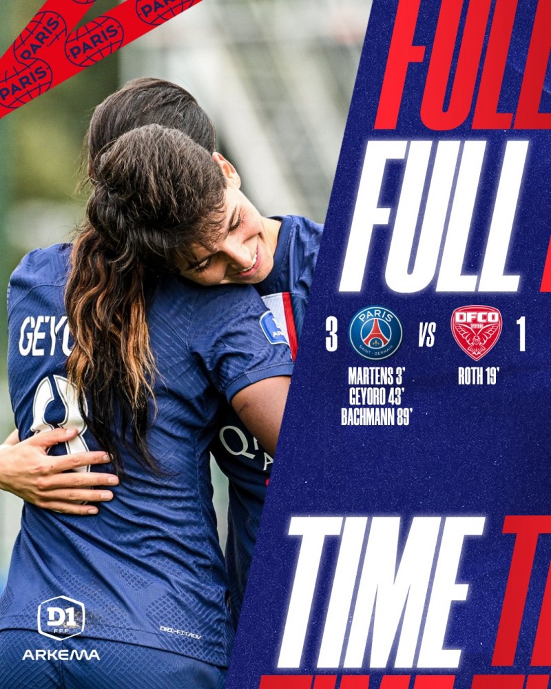 巴黎女足3-1击败第戎,李梦雯首发出战半场,杨莉娜替补未登场