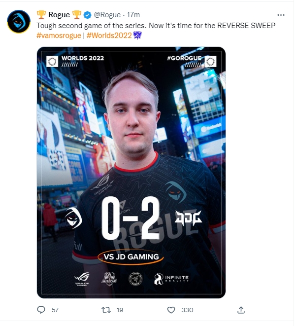 RGE官推:这是艰难的第二局比赛,现在是我们反打的时候了