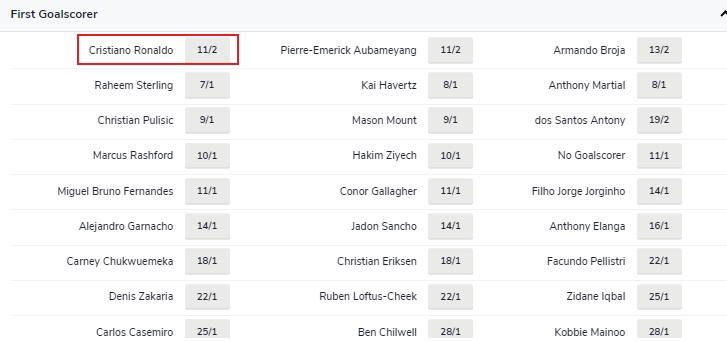 ?认真的?C罗在曼联vs切尔西首开记录球员赔率中排名第一