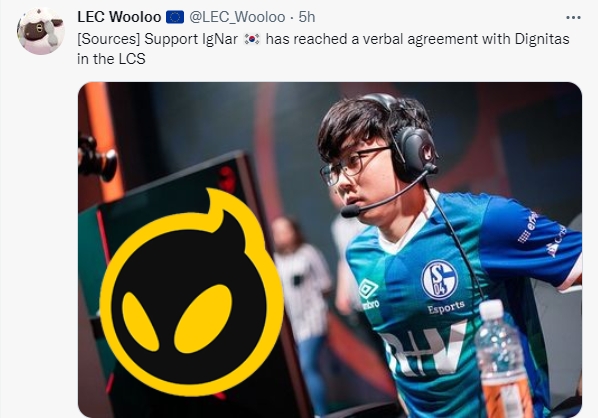 外媒爆料：韩国辅助IgNar与DIG战队达成口头协议