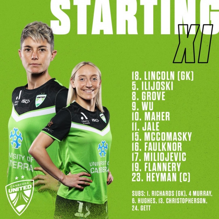 期待表现出彩!吴澄舒身披9号代表堪培拉女足首发登场
