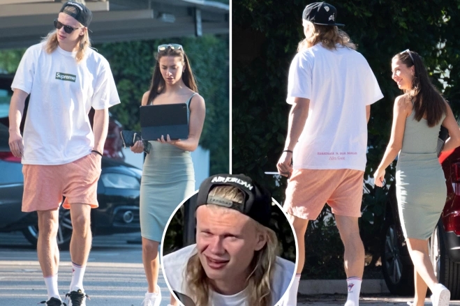 美女与魔人!太阳报:哈兰德与神秘“黑长直”女子在西班牙度假