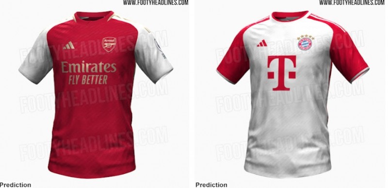 拜仁23-24赛季主场球衣谍照:首次采用白色主色调 反向阿森纳风格