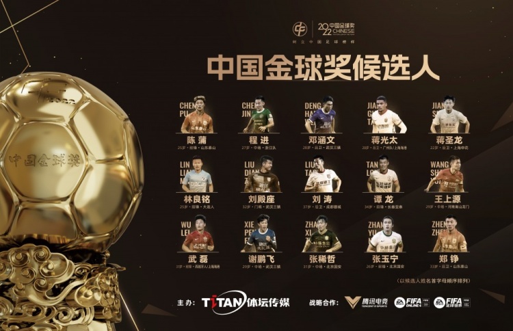 第6届中国金球奖候选名单:武磊张玉宁入选,武汉三镇3人