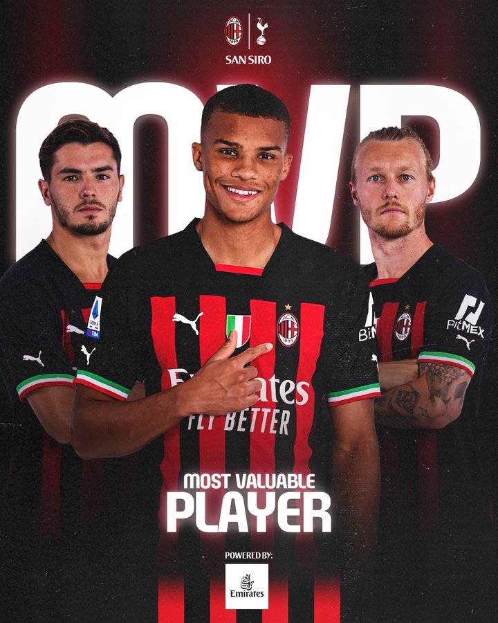 7次抢断+长传策动进球,米兰官方:佳夫当选对阵热刺队内最佳球员