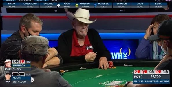 【EV扑克】牌局分析:Doyle Brunson在WSOP主赛事中冷漠的弃掉顺子