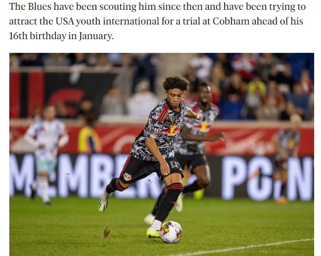 继续屯小妖!标晚:切尔西想签15岁美国前锋朱利安-霍尔