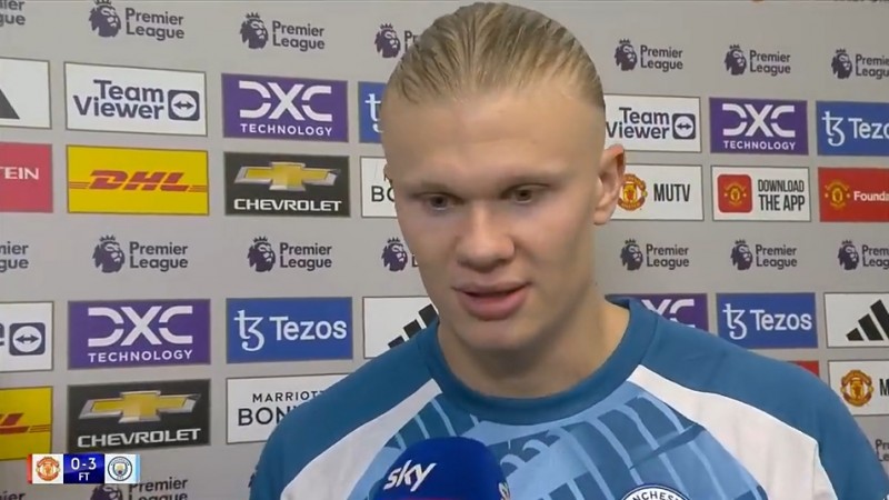 哈兰德:我进球后有曼联球迷向我喊‘基恩’,曼城赢球了我不在乎