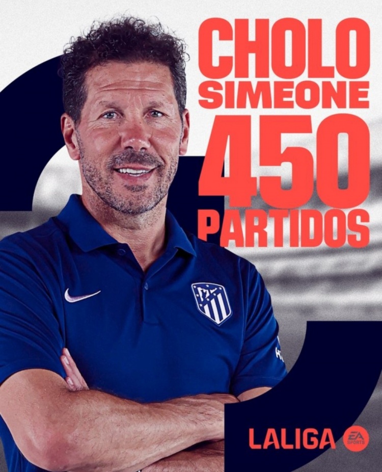 西蒙尼达成执教马竞450场西甲里程碑,曾率队两度夺冠