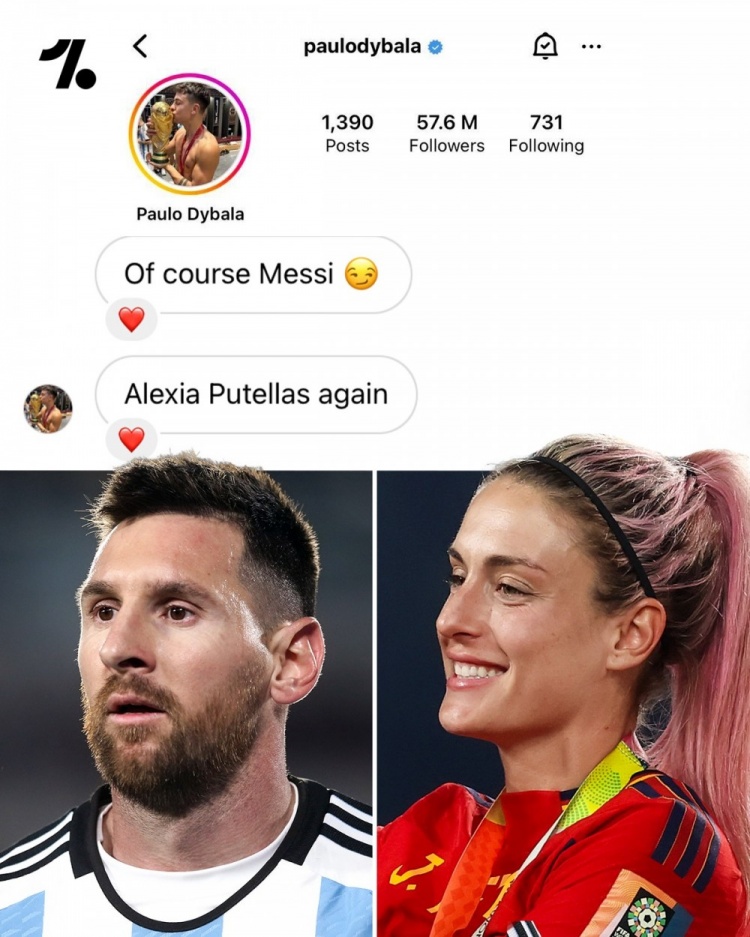 媒体问今年金球奖归属,迪巴拉:当然是梅西!