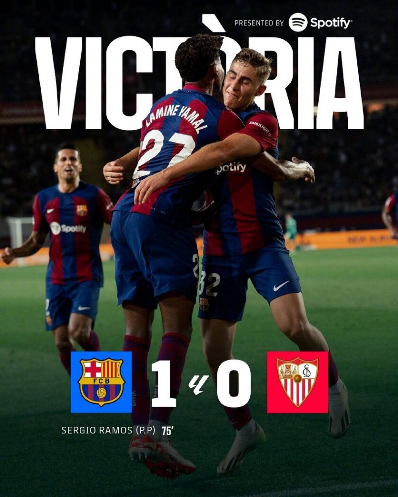 1-0!巴萨稳坐西甲榜首!亚马尔造拉莫斯乌龙