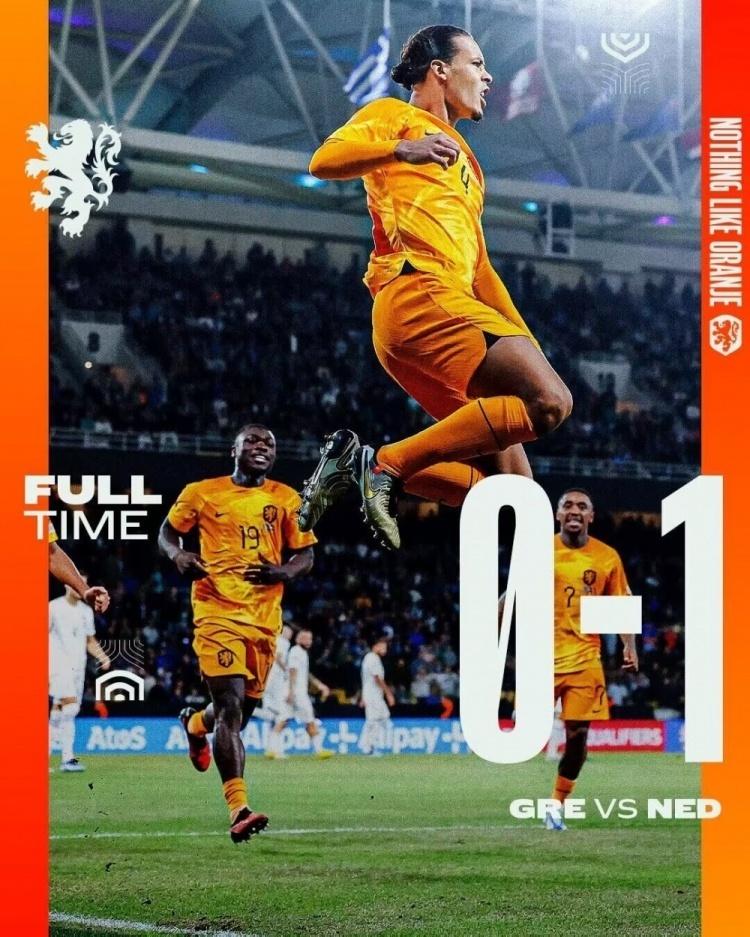 93分钟绝杀，生死战1-0希腊！范迪克点射助荷兰出线