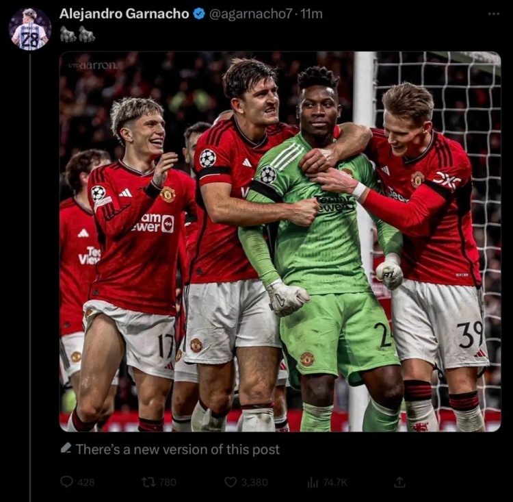 加纳乔或遭到英足总指控 奥纳纳发文替其解围