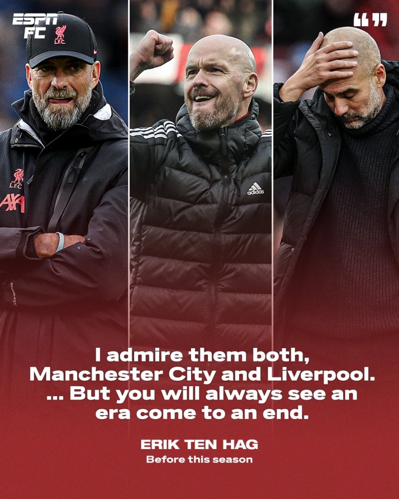 雄心仍在❓滕哈赫曾谈瓜渣统治地位:任何时代都会落幕