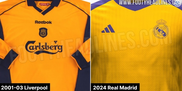 酷似利物浦队服!皇马2024年训练服曝光:橙色打底搭配藏蓝色元素