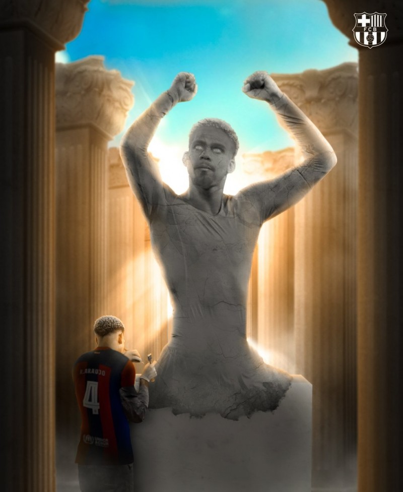 巴萨晒海报致敬阿劳霍：罗纳德-凯旋四世！