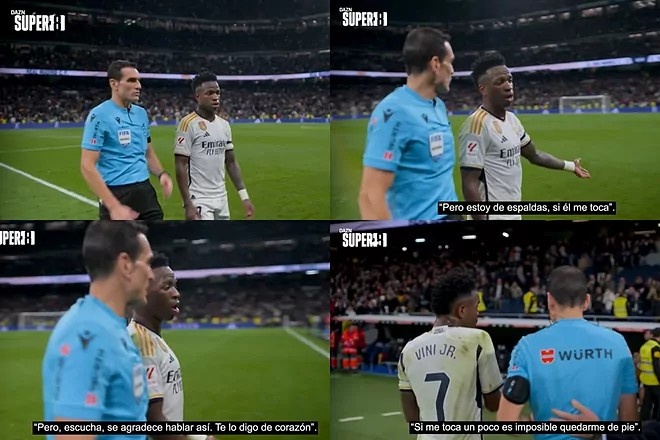 西媒晒维尼修斯冷静与裁判交流,后者表示:我很欣赏你这样说话