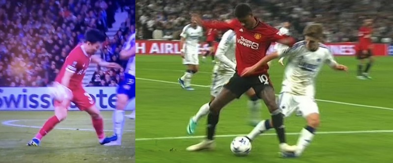 一个黄牌一个红牌⁉️球迷对比远藤航vs拉什福德踩踏动作