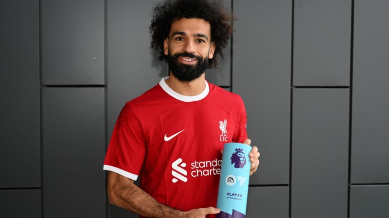 单月攻入5球!英超官方:萨拉赫第5次当选月最佳球员,英超现役第一