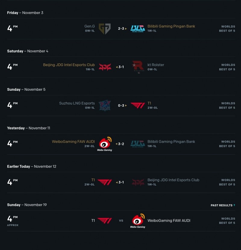 根据拳头赛事官网的赛程信息,决赛T1在左边(首局蓝色方)