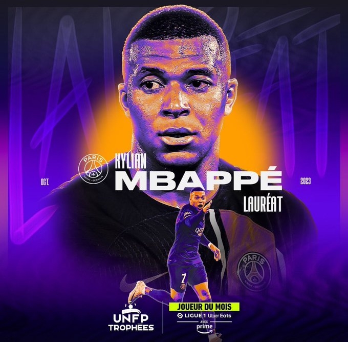 10次当选成历史首人?官方:姆巴佩当选法甲10月最佳球员