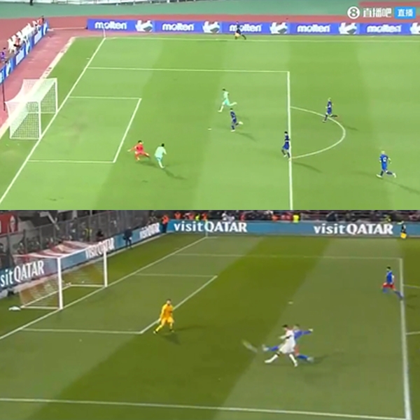 亲身教学!武磊左侧单刀右脚打偏 同位置C罗在跟防下左脚爆射破门