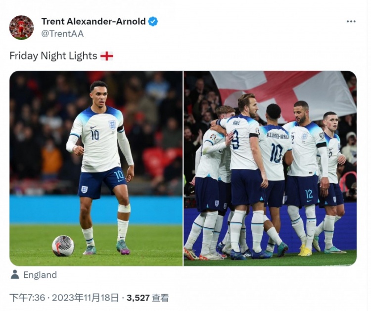 表现出色!阿诺德社媒庆祝击败马耳他:胜利之光