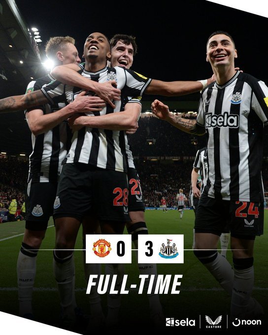 联赛杯-曼联0-3惨败纽卡止步16强,阿尔米隆破门,霍尔威洛克建功