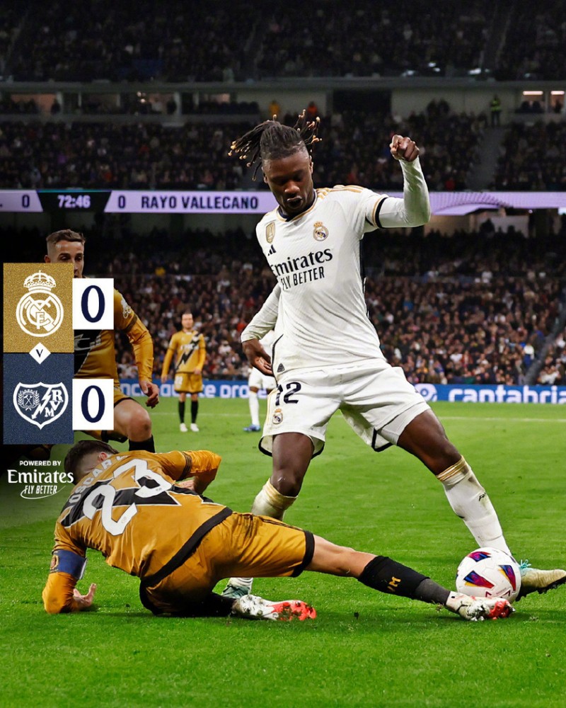 冷平!皇马0-0巴列卡诺 维尼进球被吹贝林厄姆受伤