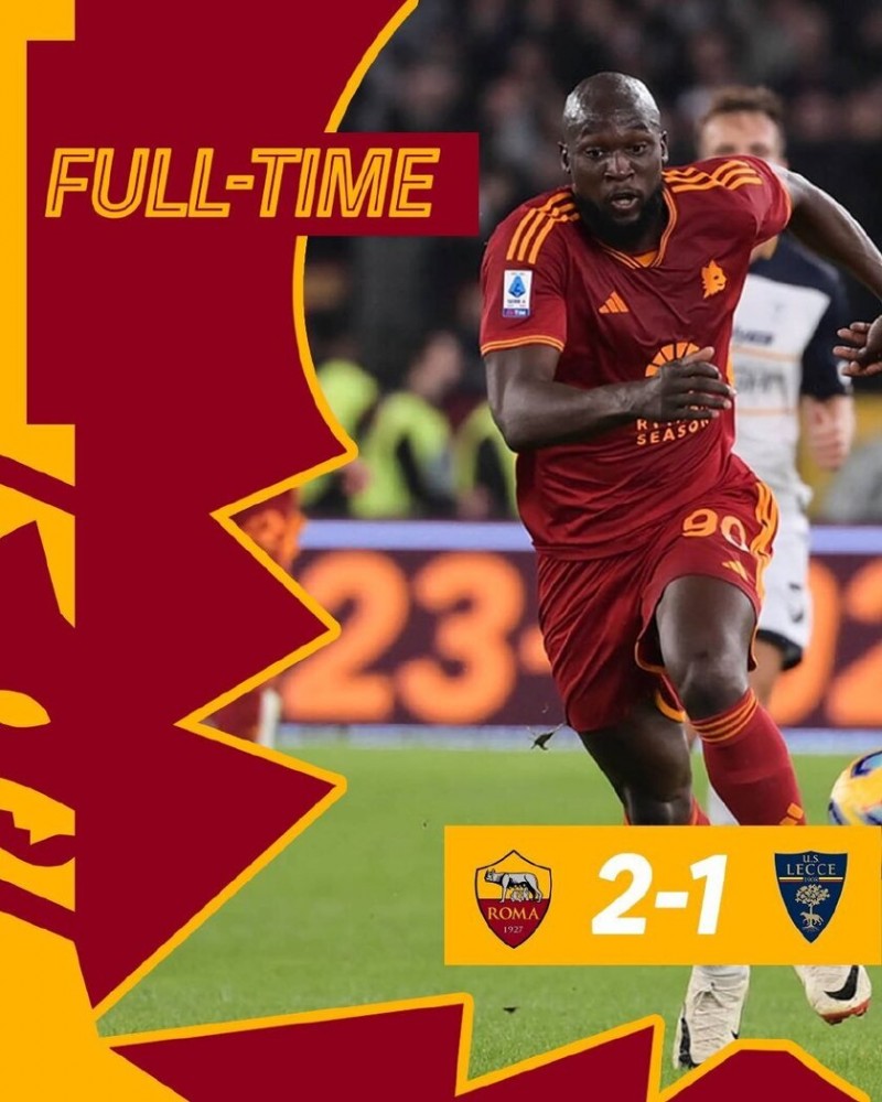 补时绝平+绝杀！罗马2-1逆转莱切 卢卡库失点+绝杀