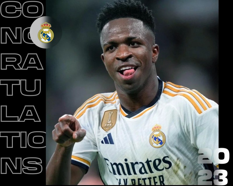 国王杯夺冠+反种族歧视?官方：维尼修斯荣膺2023桑巴金球奖