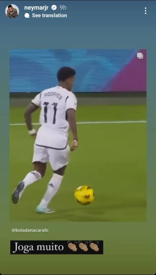 内马尔转发罗德里戈对加的斯第二球：漂亮的进球???