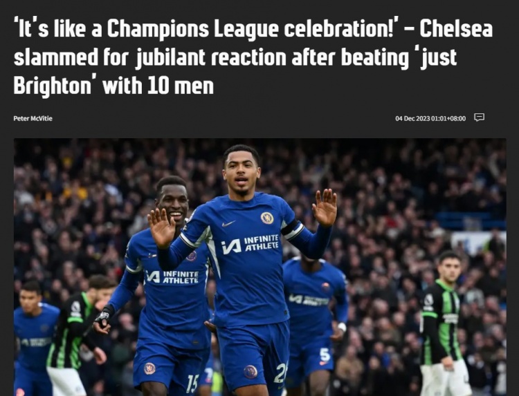 主持人:切尔西球员就像庆祝欧冠夺冠一样,可这只是布莱顿