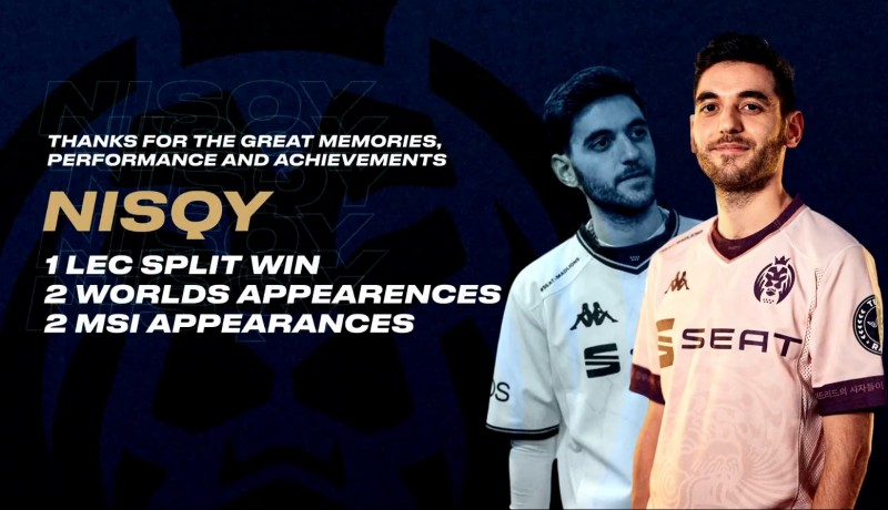 MAD俱乐部官方:中单选手Nisqy离队,感谢您所做的一切!