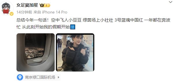 窦加星社媒:总结今年一句话,空中飞人小豆豆,绿茵场上小壮壮