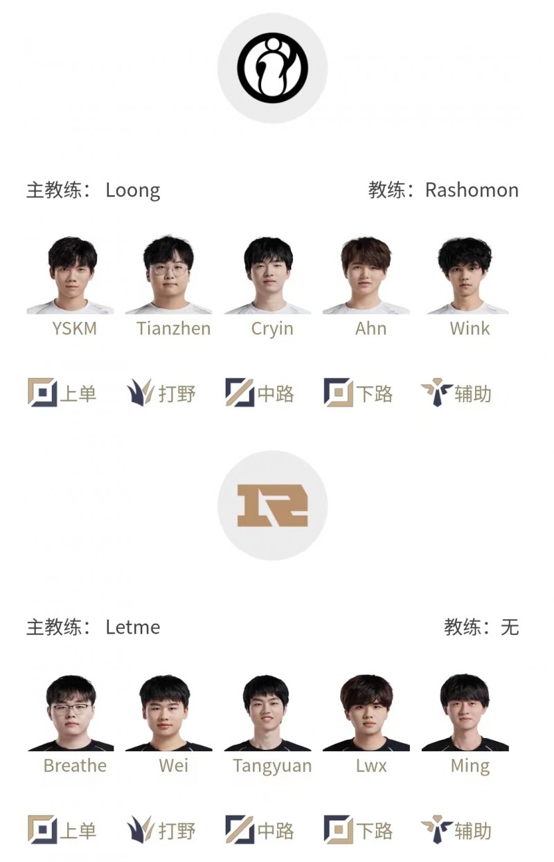 LPL明日首发名单:Cryin中路对决Tangyuan 次局JKL对战Light!