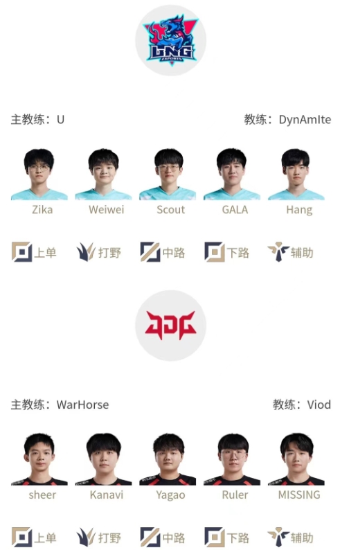LPL明日首发名单：LNG交战JDG UP对阵OMG关键一战