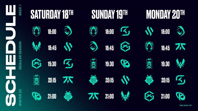 LEC公布首周赛程:1月18开赛,G2首周将对阵KC、BDS、SKG