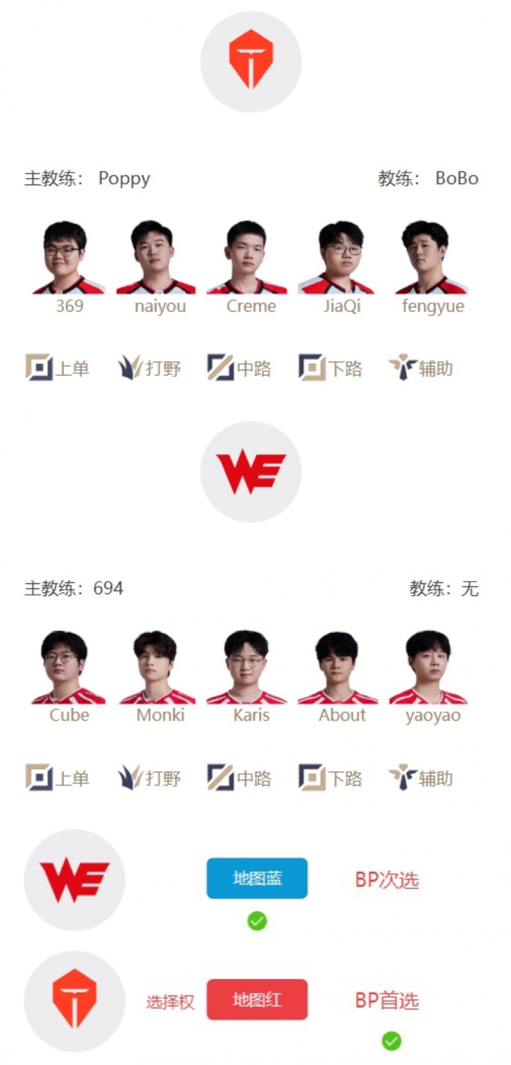 LPL季后赛明日首发：Poppy教练成功返回TES 369上路迎战Cube